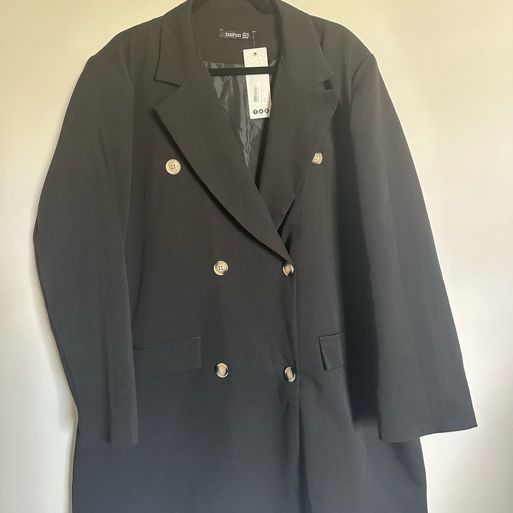 🍁Boohoo Black Double-Breasted Blazer Dress